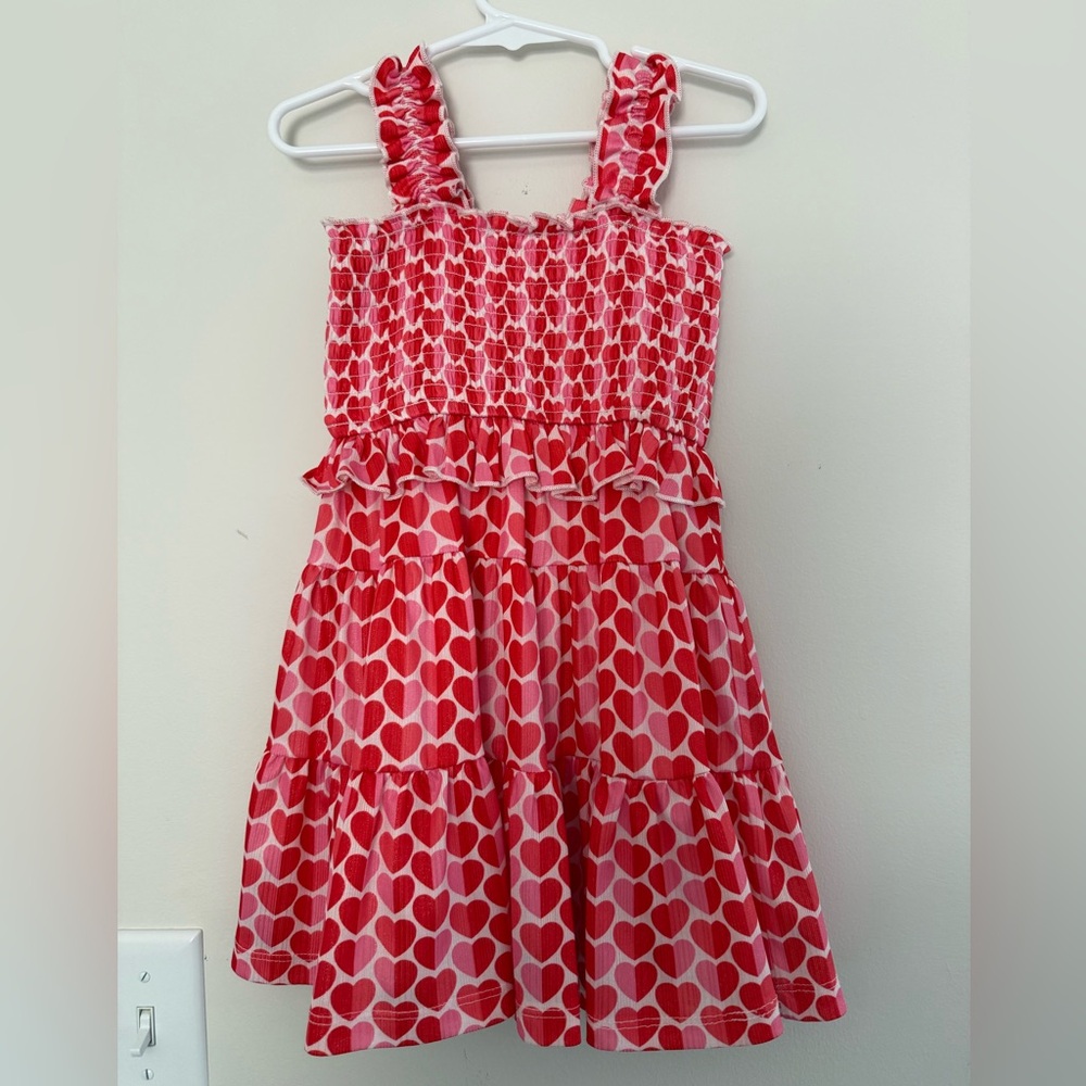 TRULY ME BY SARA SARA Red Heart Print Kids Dress
